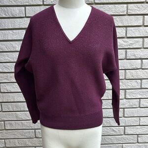 Reitmans Purple V-Neck Ribbed Dolman Sleeve Sweater Sz M